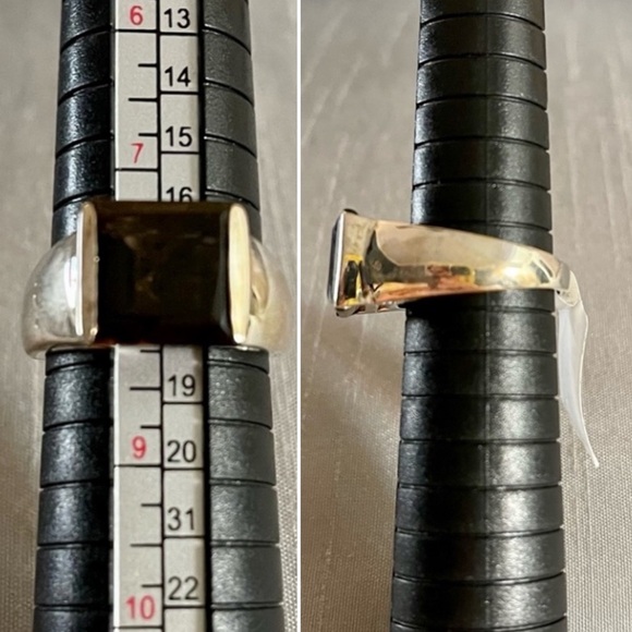 Marcel Drucker Topaz Ring Princess Cut Diamond Rhodium Sterling Silver W 8 NWT - Picture 9 of 17